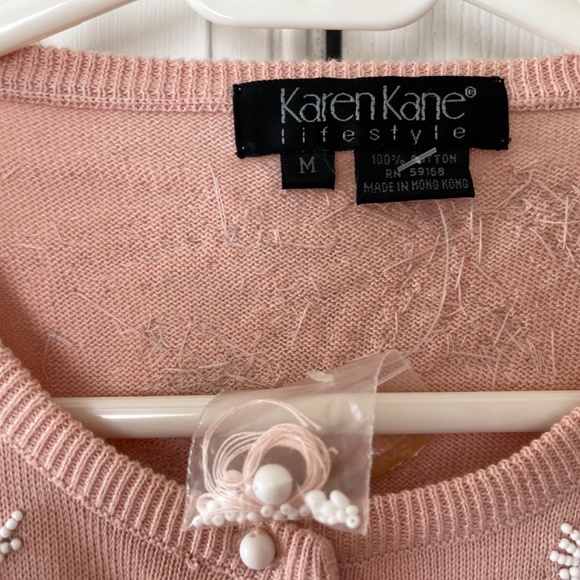 Karen Kane Pink Beaded Cardigan Sweater, Size Medium - Picture 2 of 8